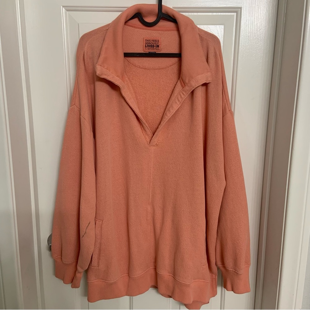 American Eagle Outfitters Coral Knit Sweater Deep V-Neck Oversized XL